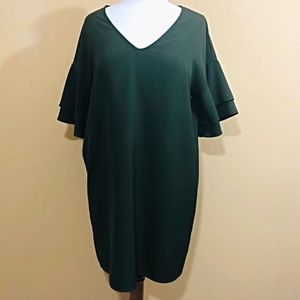 NWT Everly Emerald Ruffle Sleeve Dress sz M